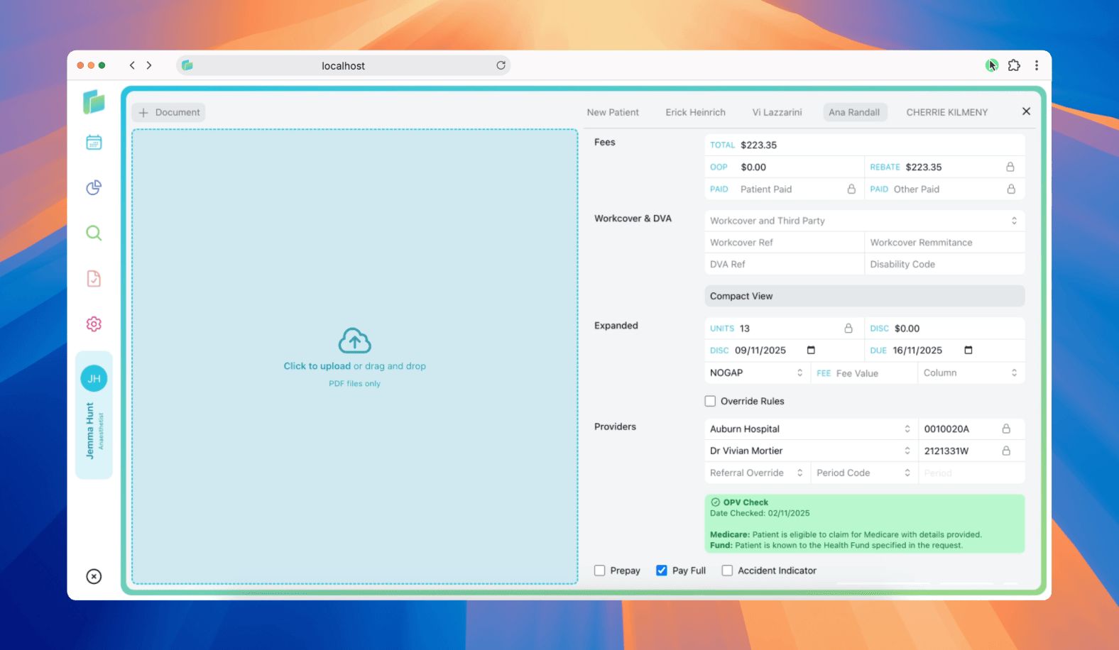 Miscellaneous billing options screenshot
