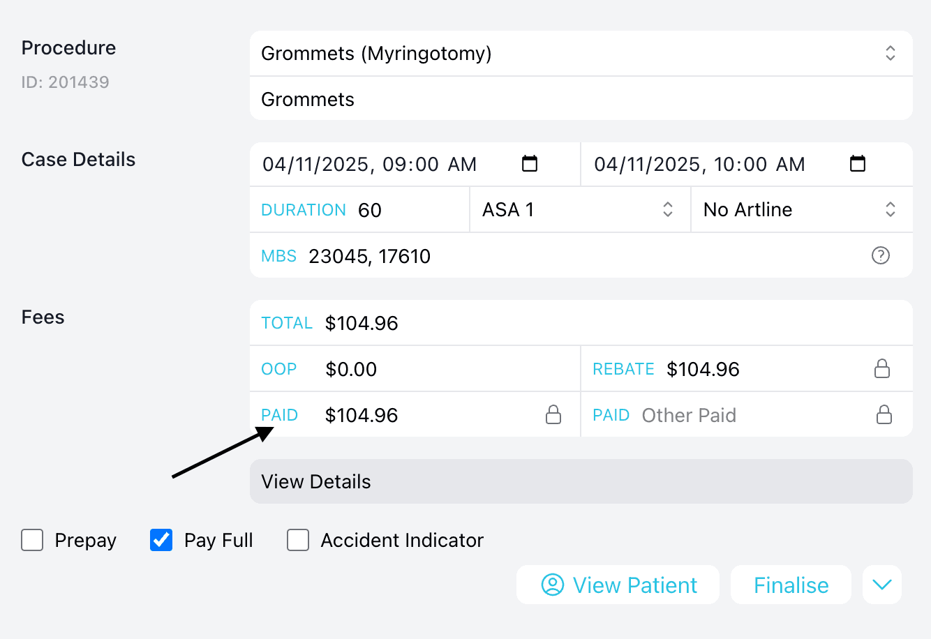 Payment status indicator