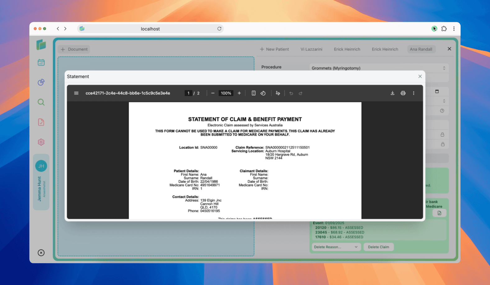 Statement of Claim and Benefit